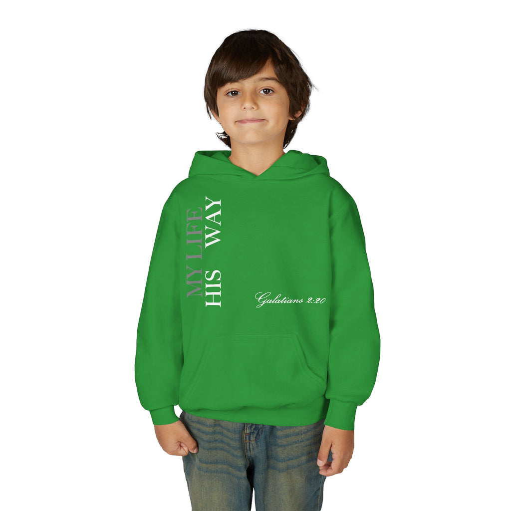 "My Life His Way" Youth Hoodie —Christian Bible Verse Galatians 2:20