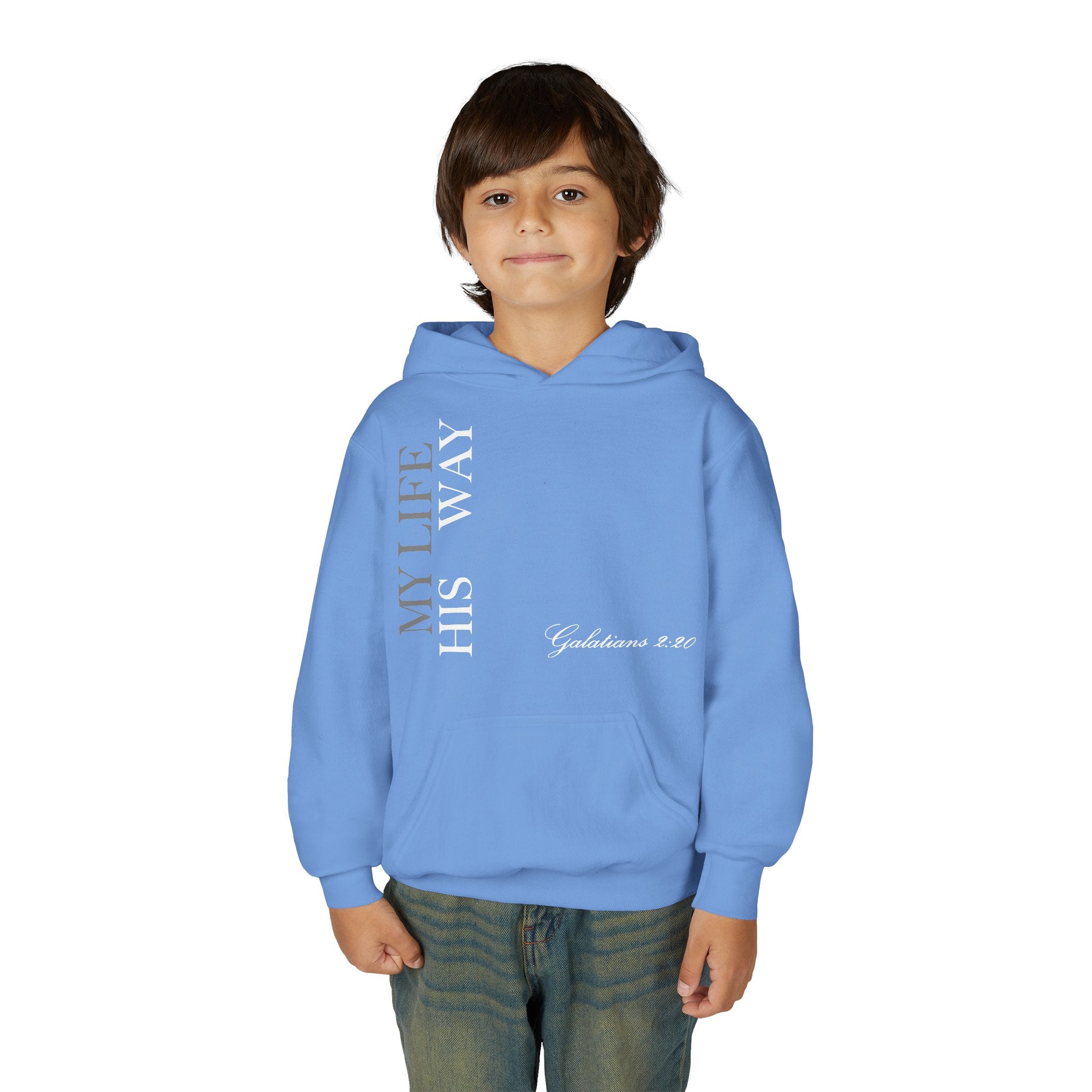 "My Life His Way" Youth Hoodie —Christian Bible Verse Galatians 2:20