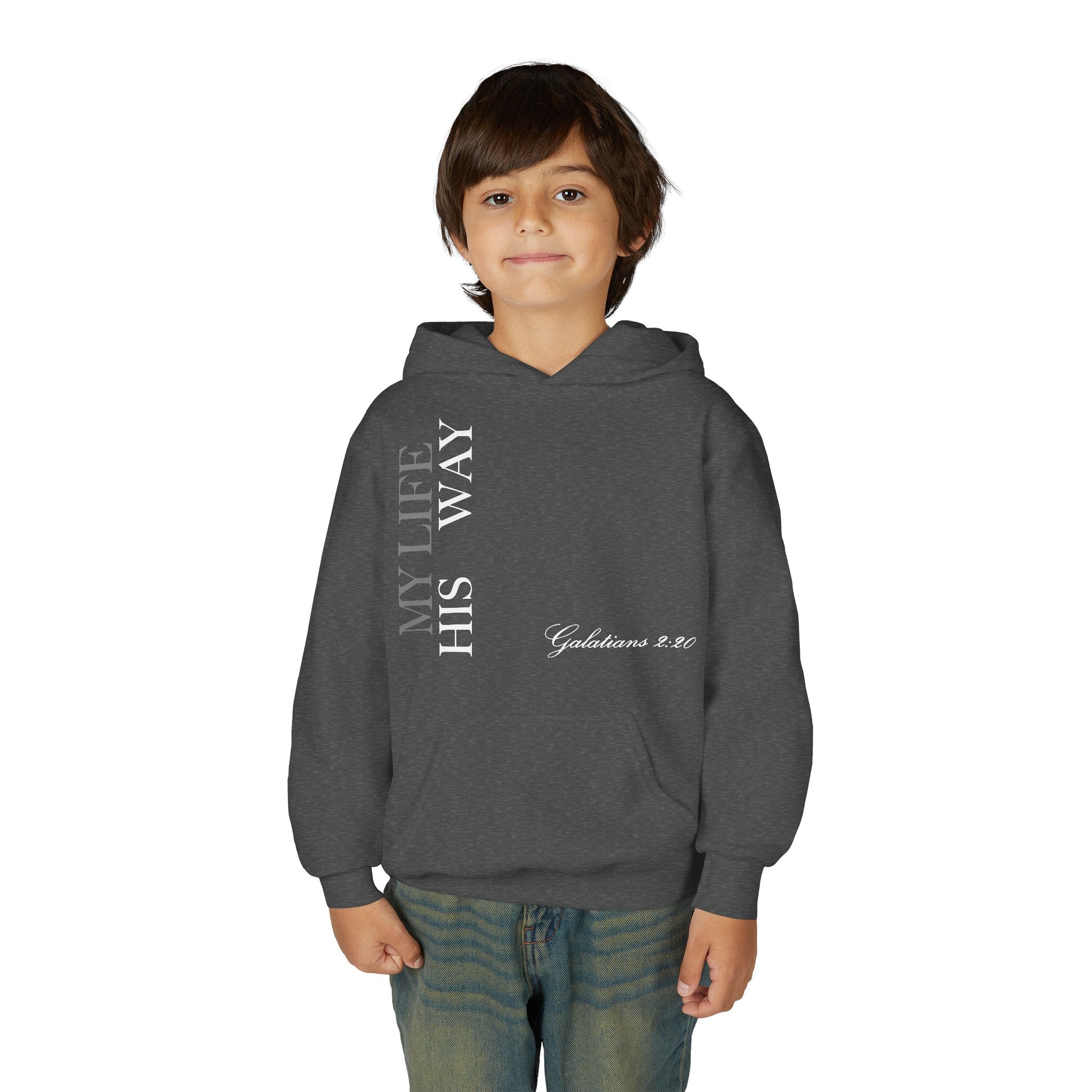 "My Life His Way" Youth Hoodie —Christian Bible Verse Galatians 2:20
